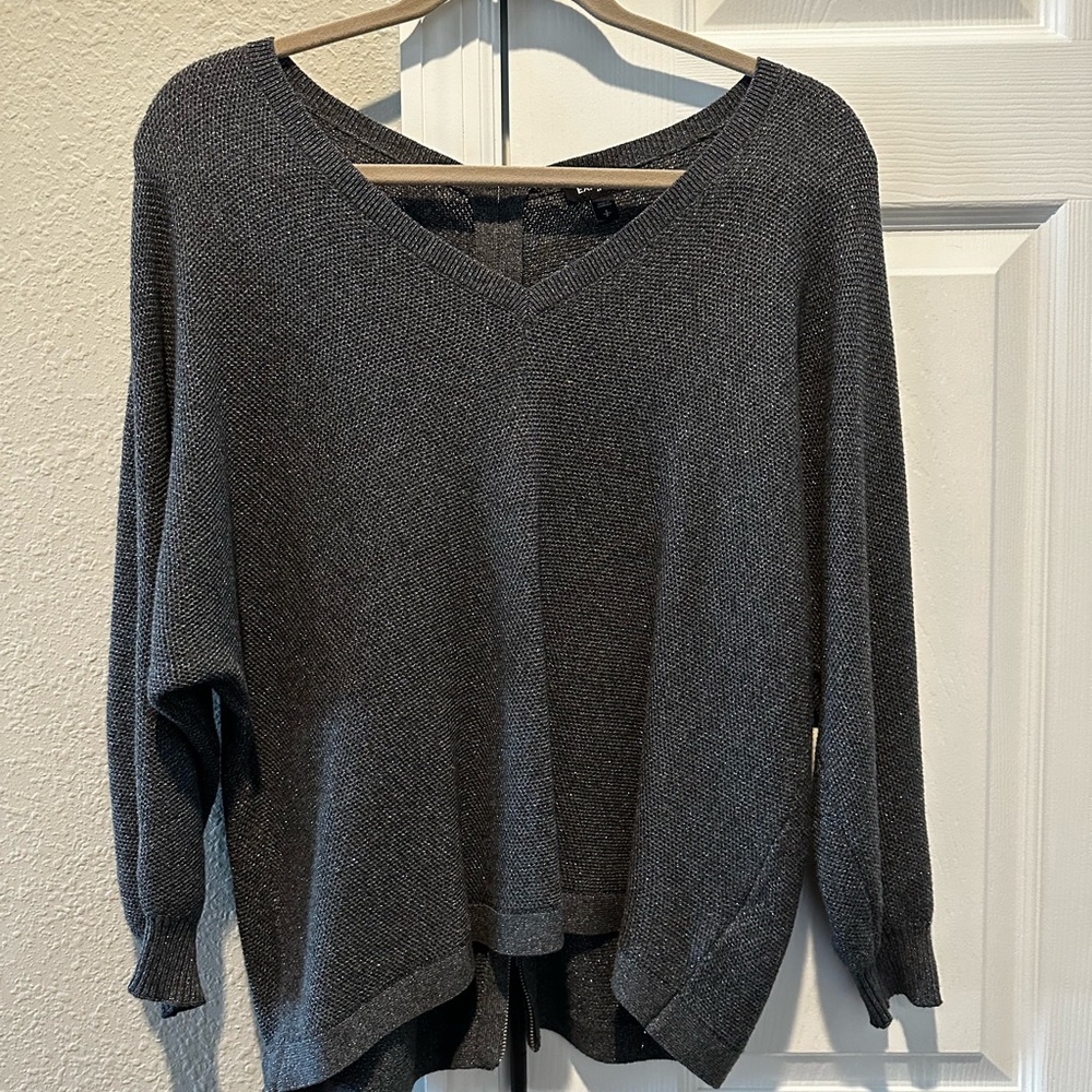 Express holiday shimmer sweater with zip back